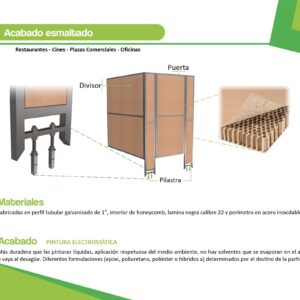 Mampara 1 división 100cm frente 150cm fondo, acabado esmaltado